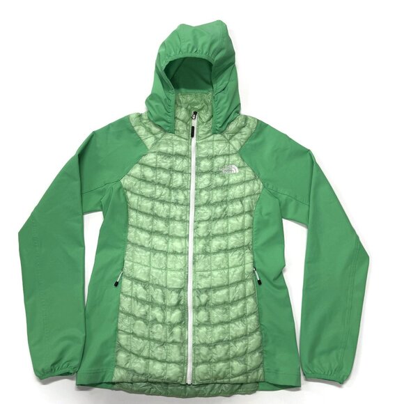 The North Face Thermoball Hybrid Hoodie Jacket Womens Small Green Puffer Light‎ - Picture 1 of 16